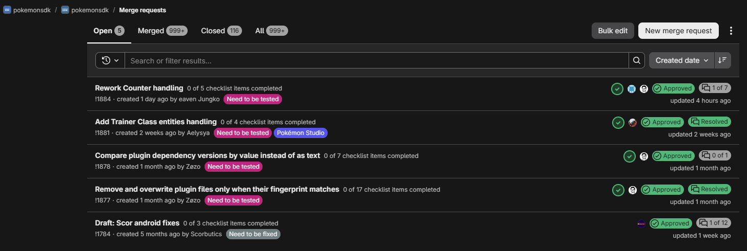 Gitlab MR list page